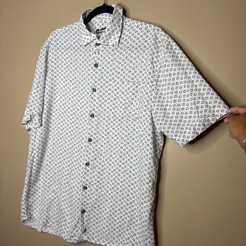 Johnnie-O Hangin Out Men's Linen Short Sleeve Beach Vacation Shirt Large
